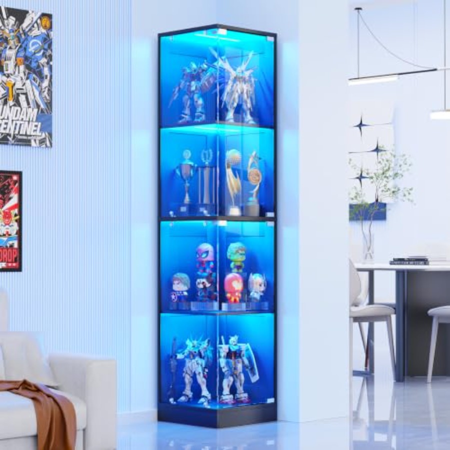 Collectible Collection - Corner display cabinet with glass doors,