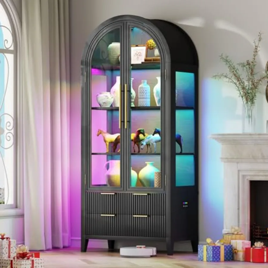 Collectible Collection - Arched curio cabinet with glass doors